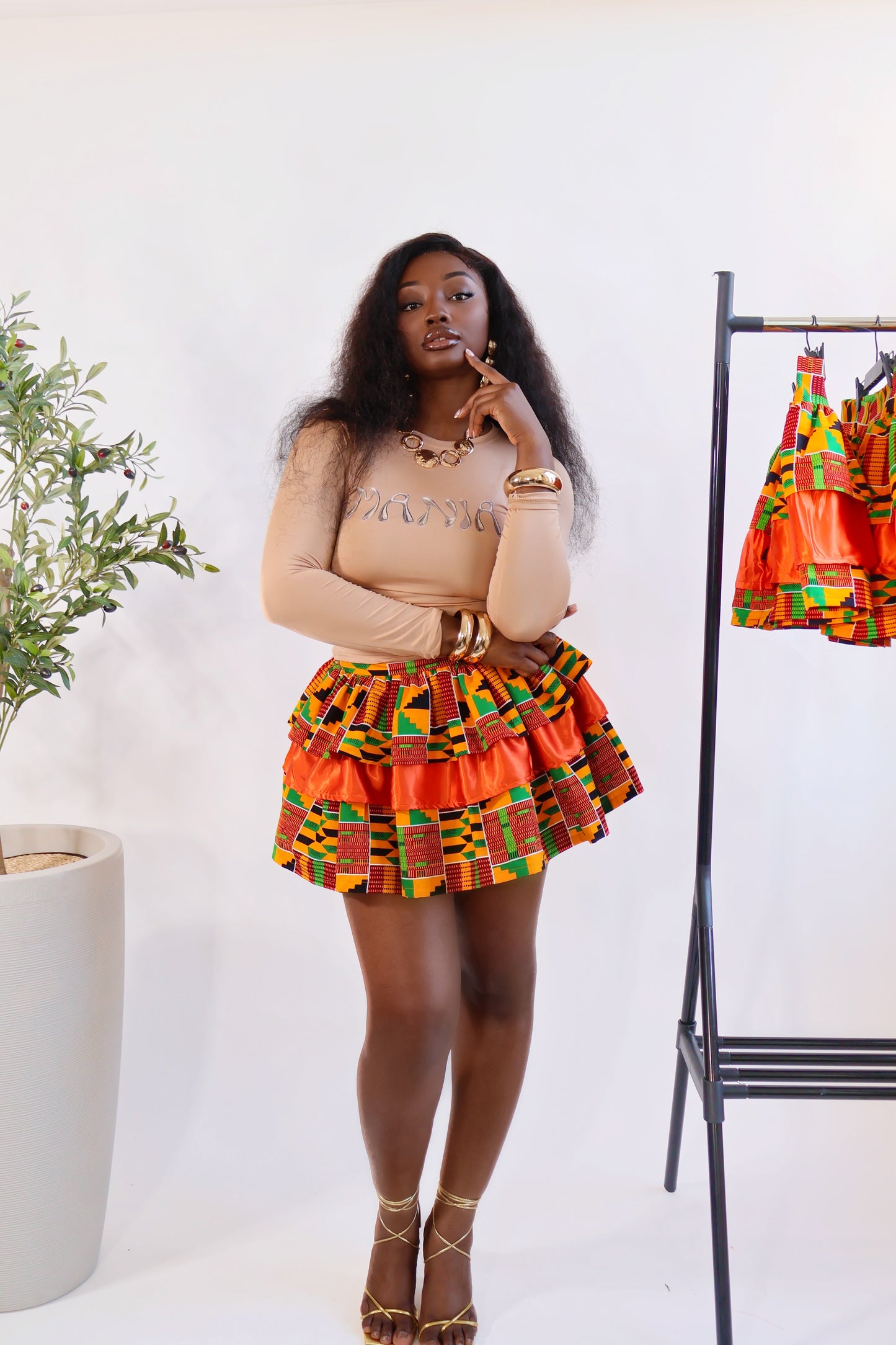 African Print Kente Mini Skirt - YANGA