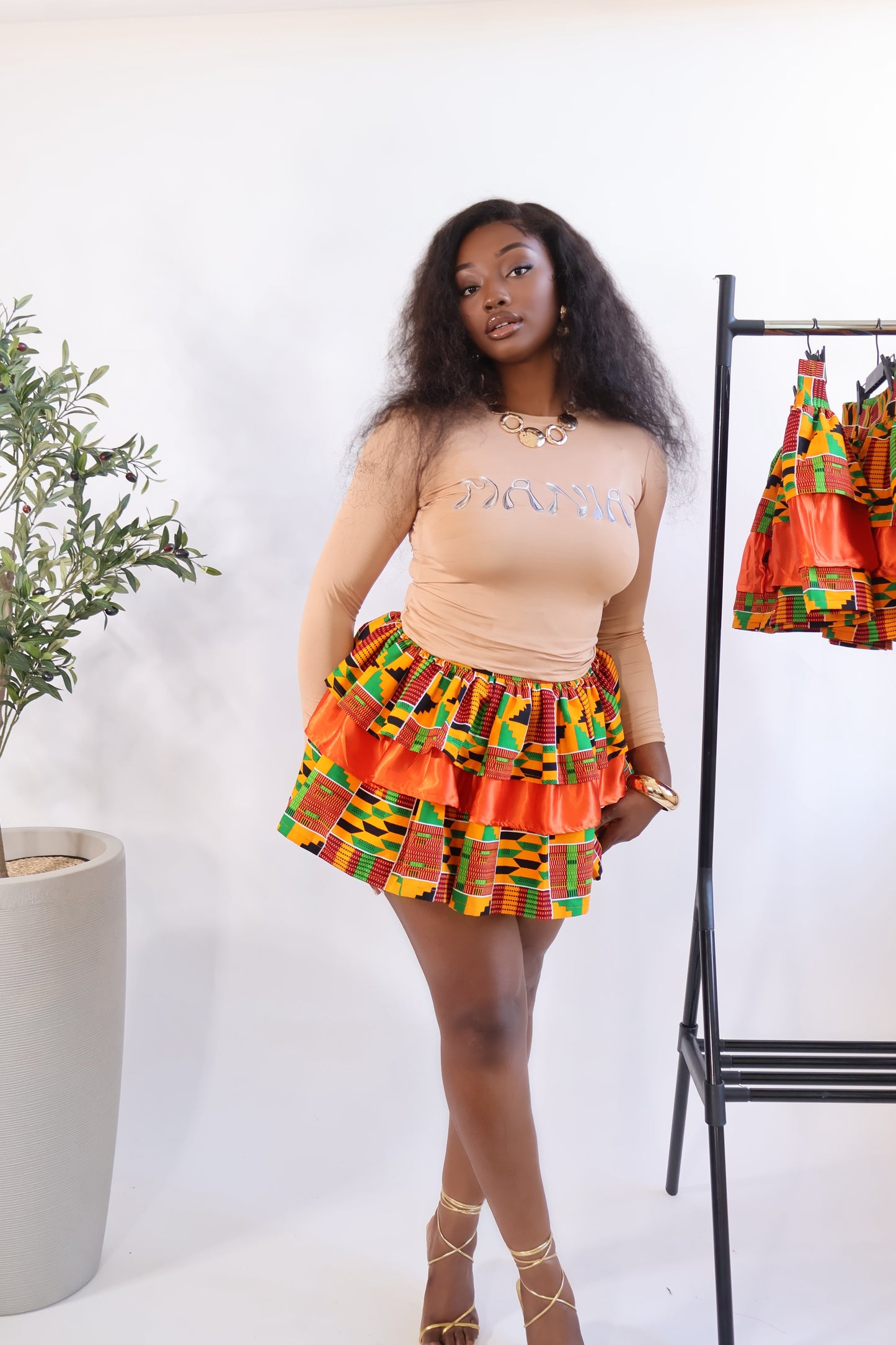 African Print Kente Mini Skirt - YANGA