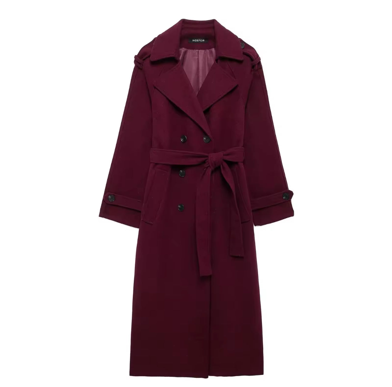 Viral Burgundy Wool Trench Coat