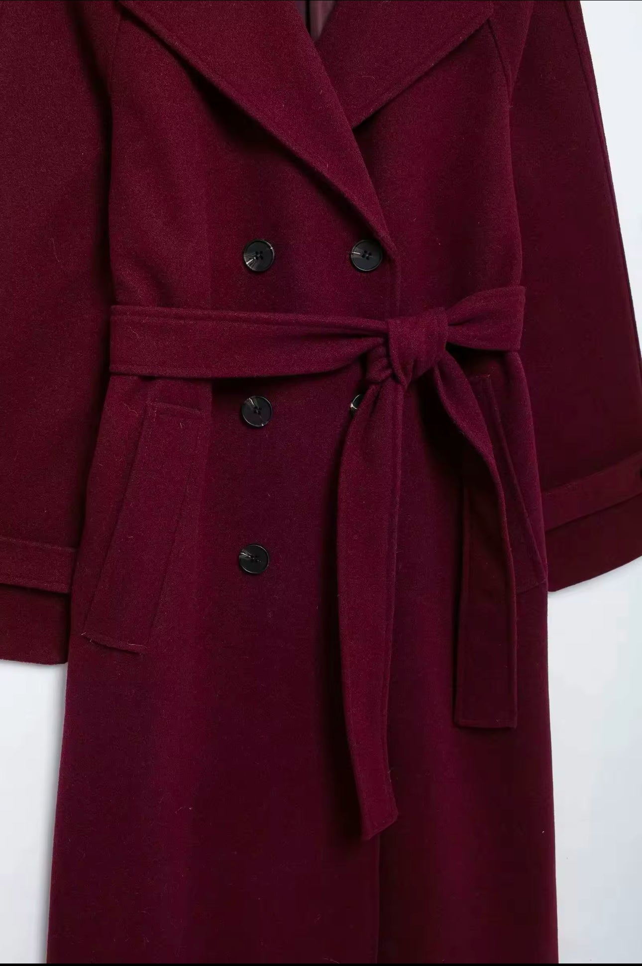 Viral Burgundy Wool Trench Coat