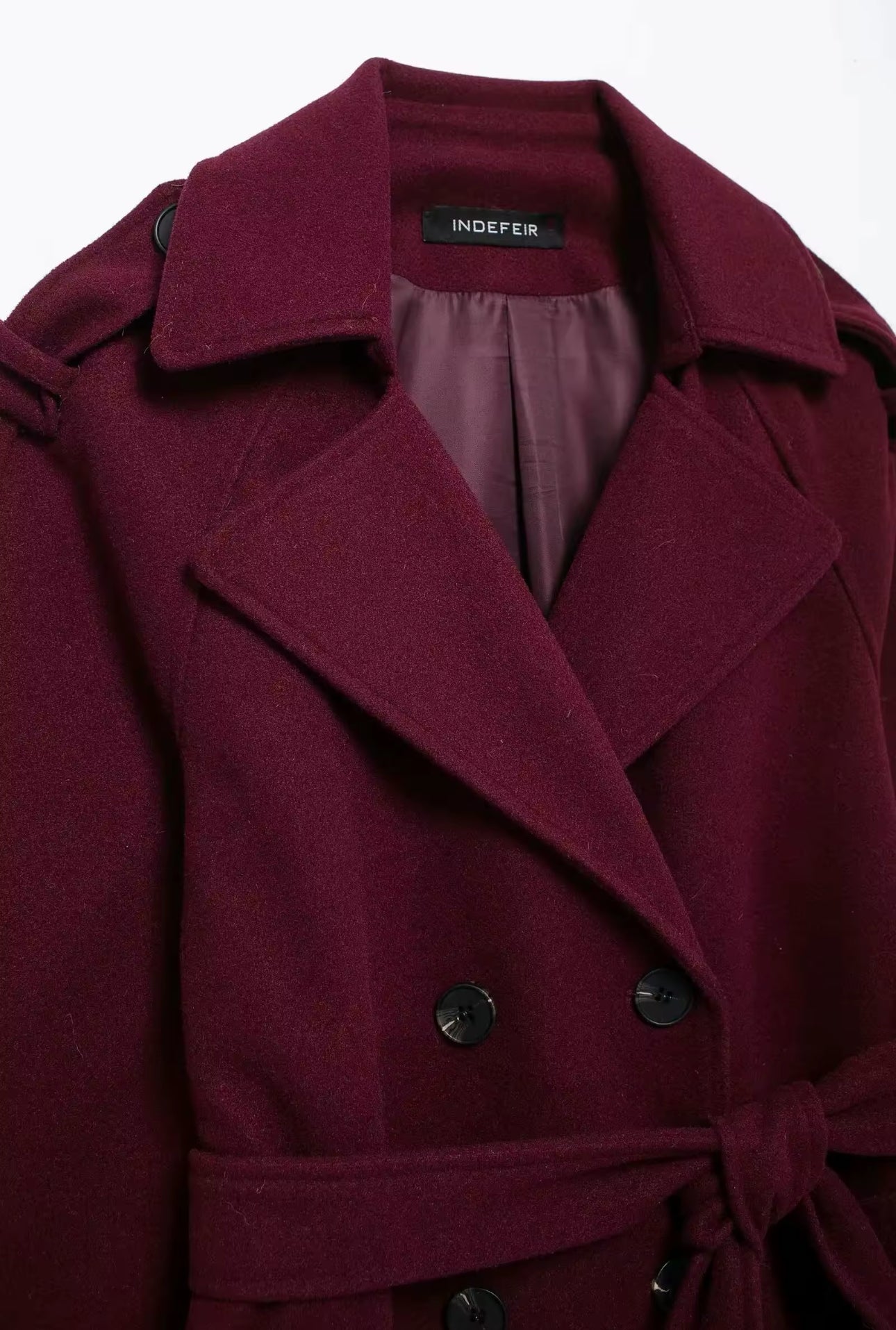 Viral Burgundy Wool Trench Coat